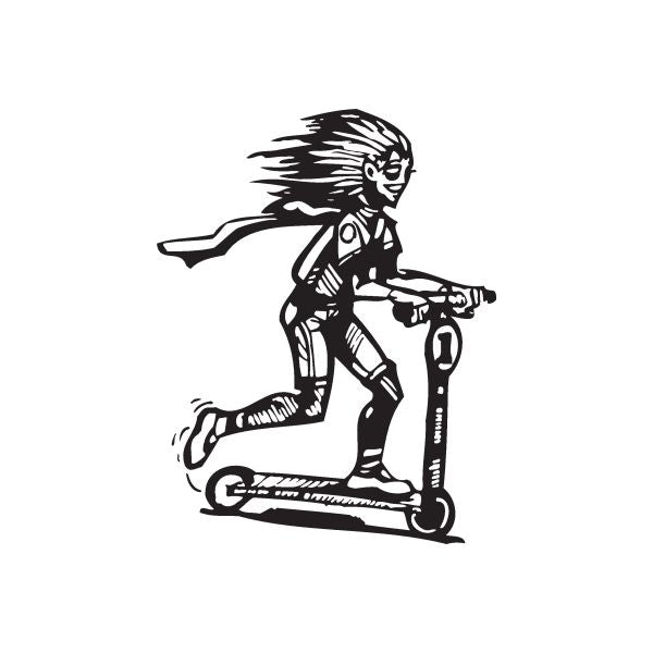 Image of Girl Riding Kids Scooter Decal