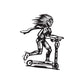 Kids scooter decal with black silhouette of a girl riding a scooter