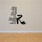 Quote wall decal with high-heel shoe and text: Give a girl the right shoes