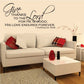 Script wall decal: "Give Thanks to the Lord" with "His love endures forever".