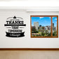 Thanksgiving wall decal with black lettering: Giving Thanks Today Tomorrow Always