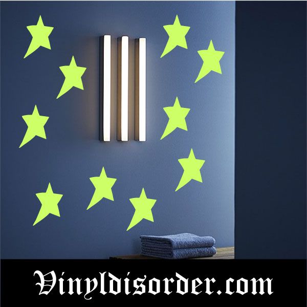 Glow-in-dark star wall decal with bright green stars