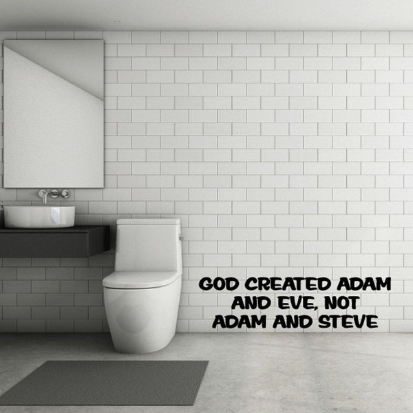 Typographic wall decal with text: God created Adam and Eve, not Adam and Steve