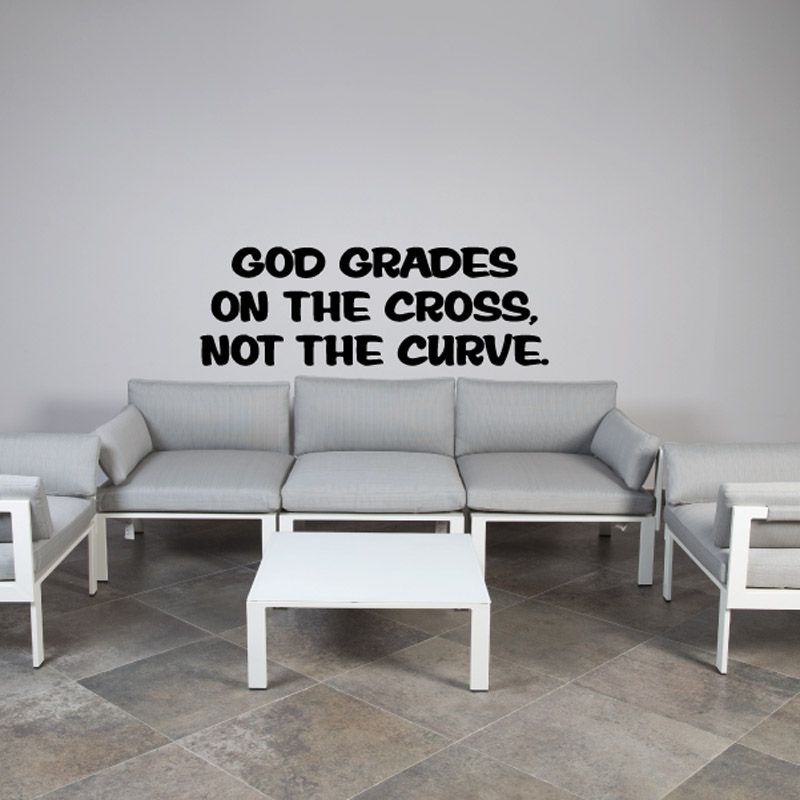 Image of God grades on the cross not the curve Decal