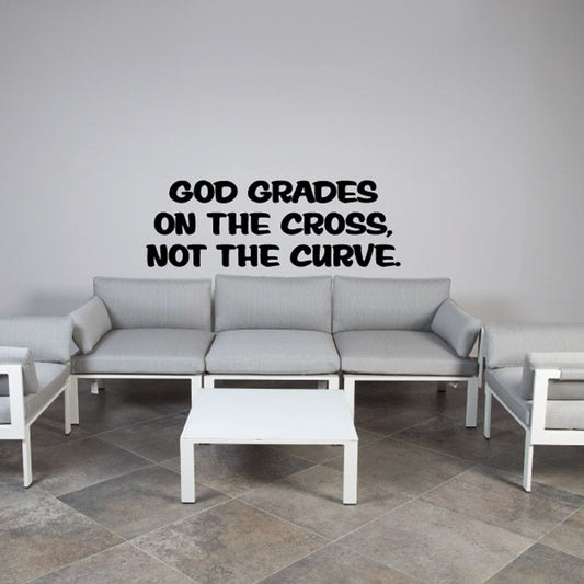 Image of God grades on the cross not the curve Decal