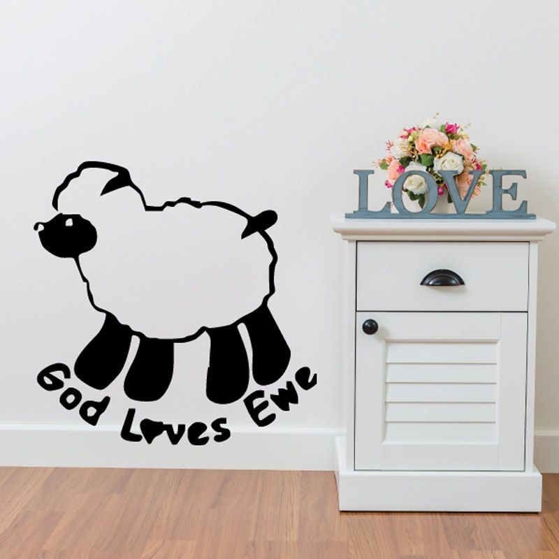 Image of God Loves Ewe Sheep Decal