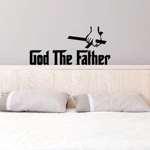 Religious wall decal: God the Father lettering with cross and hands