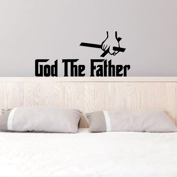 Religious wall decal: God the Father lettering with cross and hands