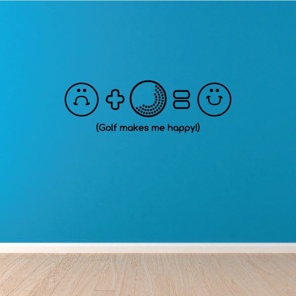 Golf-themed decal with two smiley faces, plus sign, and golf ball icon