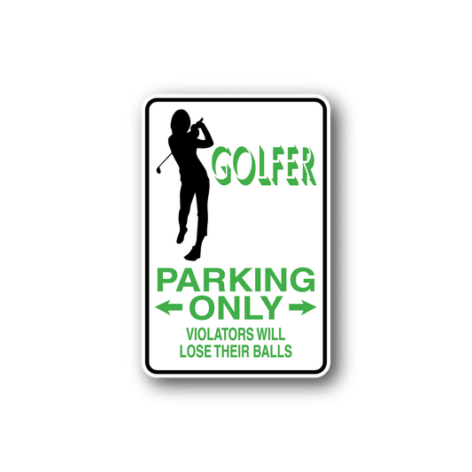 Image of Golfer Parking Only Fun Sign Wall Decal - Vinyl Sticker - Car Sticker - Die Cut Sticker - CD208