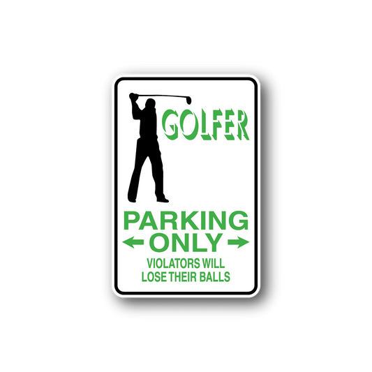 Image of Golfer Parking Only Fun Sign Wall Decal - Vinyl Sticker - Car Sticker - Die Cut Sticker - CD209