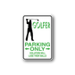 Golf parking only sign vinyl decal with golfer silhouette and green text arrows