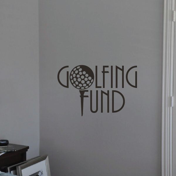 Golfing Fund decal with golf ball icon and 'GOLFING FUND' lettering