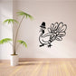 Goofy turkey decal: black outline turkey with top hat and flowered tail