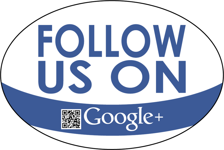 Follow Us on Google Plus Sticker - Vinyl Sticker - Car Sticker - 002, isolated printed sticker artwork