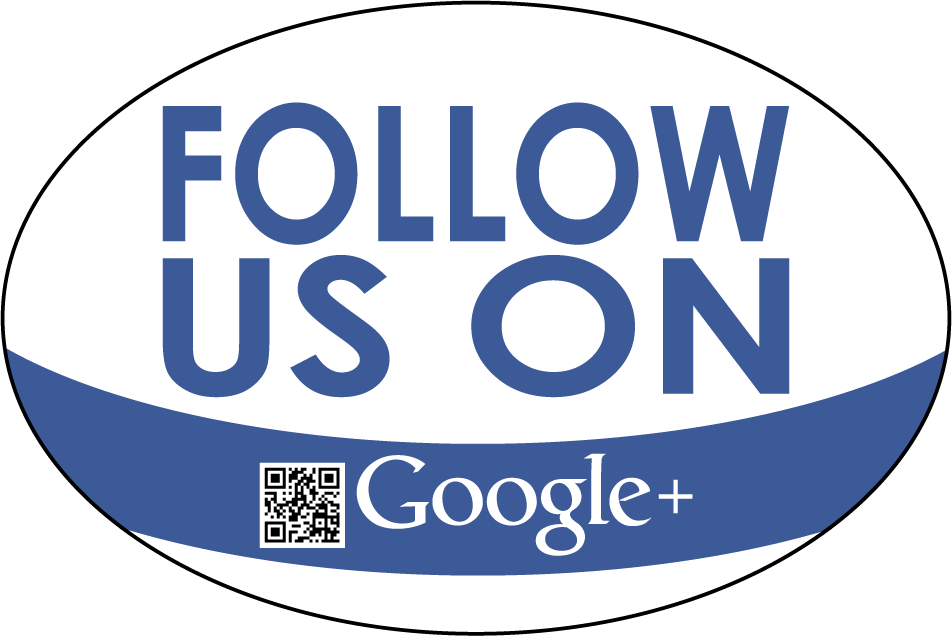 Follow Us on Google Plus Sticker - Vinyl Sticker - Car Sticker - 002, isolated printed sticker artwork