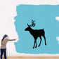 Black reindeer silhouette wall decal with antlers and side-facing pose