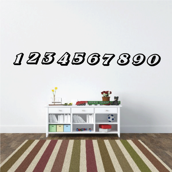 Race number decal set with numbers 1–9 and 0 in black script