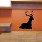 Resting reindeer wall decal, black silhouette with antlers and curled legs