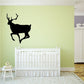 Reindeer silhouette wall decal with antlers, black turning pose