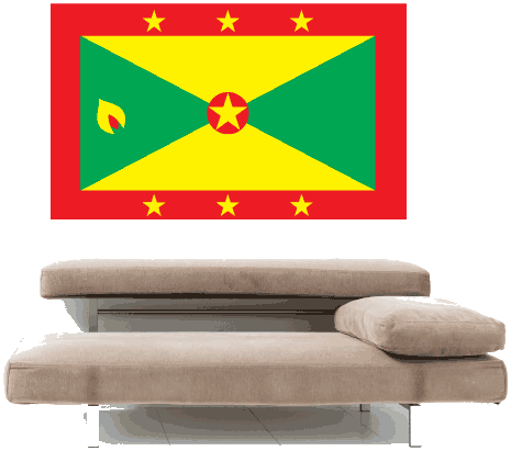 Grenada flag sticker, red border with green and yellow cross and star in center