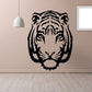 Black tiger head wall decal with bold outlined stripes and face.