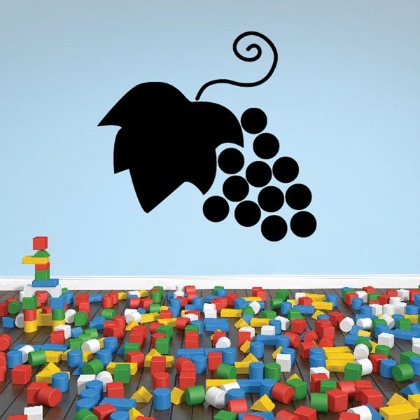 Grapes vine wall decal with black leaf and grape cluster swirl