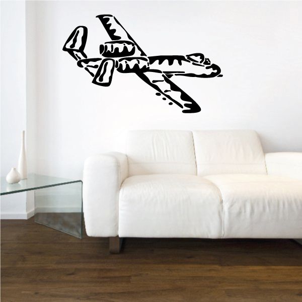 Black aircraft warthog decal wall sticker