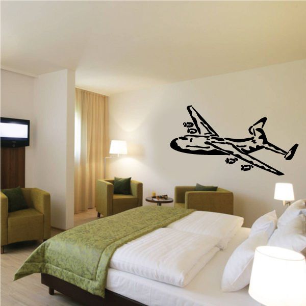 Cargo plane wall decal with black airplane graphic
