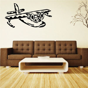 Seaplane graphic wall decal in black