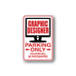 Graphic designer parking only sticker with red and black text and arrows on white border