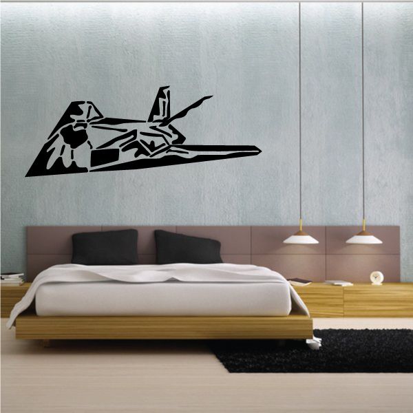 Black F-117 Night Hawk aircraft decal with bold graphic silhouette