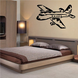 Black airplane wall decal graphic