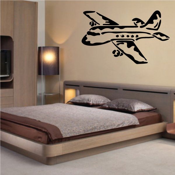 Black airplane wall decal graphic