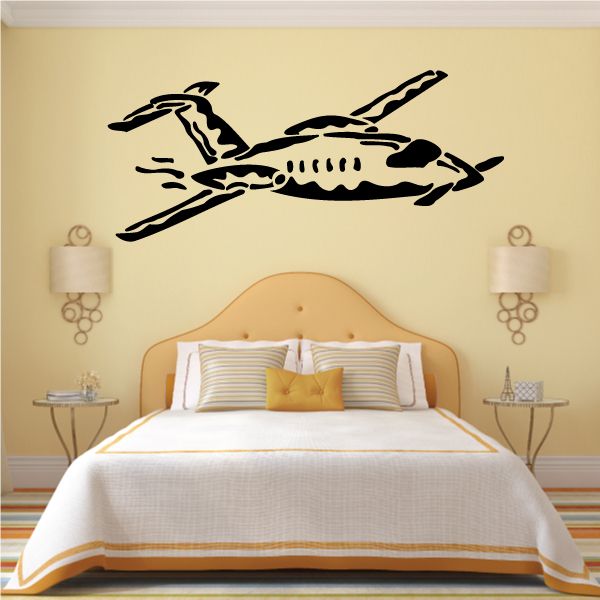 Private plane decal with black winged aircraft graphic