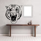 Tiger head wall decal with roaring black-and-white illustration