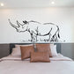 Horned rhinoceros grass decal with black line illustration