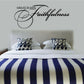 Great is His Faithfulness wall decal with script lettering and decorative swirl