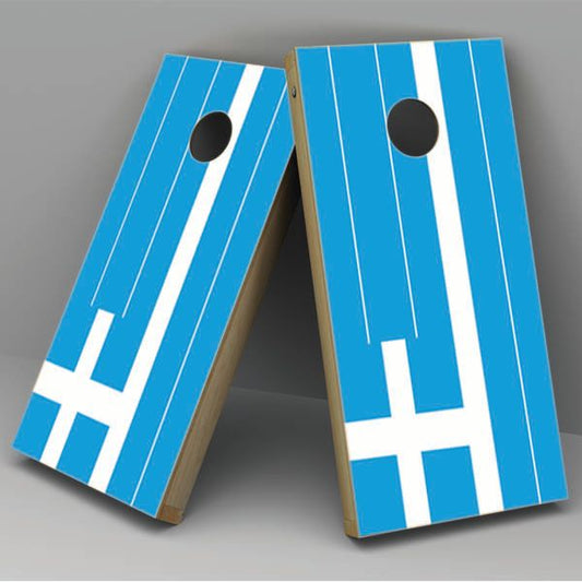 Greece Flag Cornhole Board Vinyl Decal Wrap