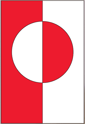 Rectangular Greenland flag sticker with red and white circular emblem