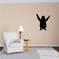 Black penguin decal with arms raised, greeting-style wall sticker