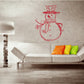 Snowman wall decal with red line art top hat and scarf