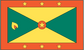 Grenada flag sticker with green field, yellow cross, red stars, and center coat emblem