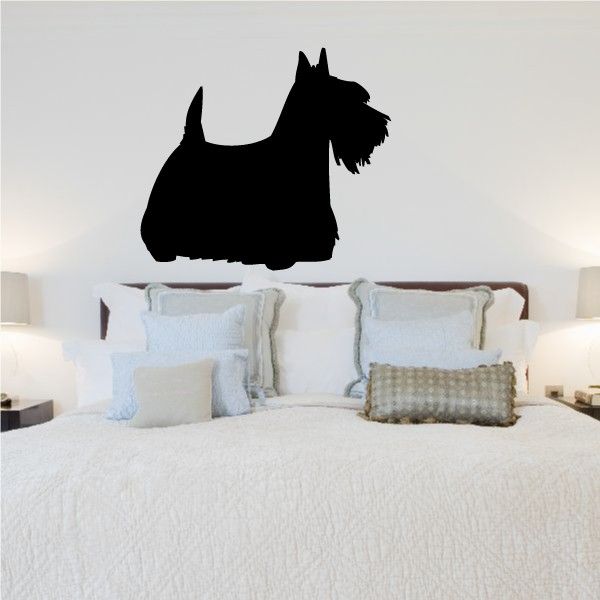 Groomed Scottish terrier silhouette decal, black dog head profile