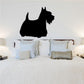 Groomed Scottish terrier silhouette decal, black dog head profile