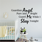Guardian Angel wall decal with panda and angel, Sleep Tonight lettering