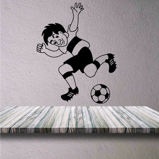 Image of Guy Kicking A Soccer Ball Wall Decal - Vinyl Decal - Car Decal - MC002