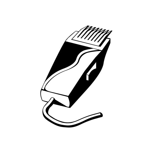 Hair clipper vinyl decal sticker, black and white silhouette