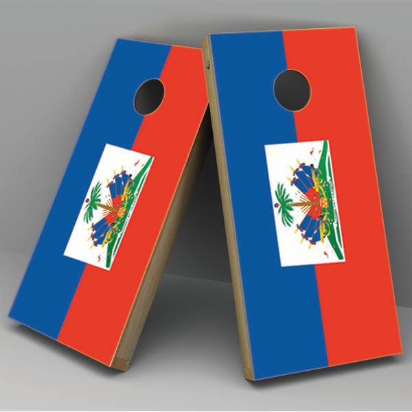 Haiti Flag Cornhole Board Vinyl Decal Wrap