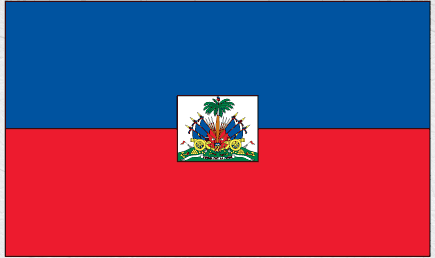Haiti flag sticker with coat of arms, red and blue flag design